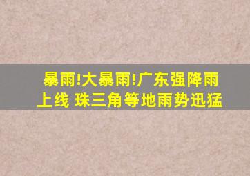 暴雨!大暴雨!广东强降雨上线 珠三角等地雨势迅猛